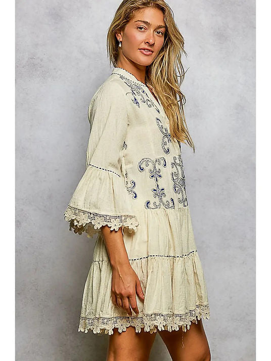 Women's Embroidered Mini Dress