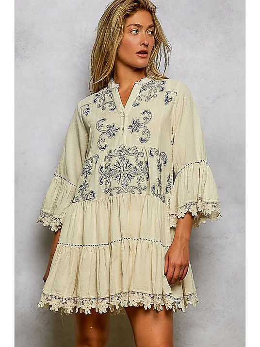 Women's Embroidered Mini Dress