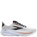 White running shoe with black and rose gold accents on a white background