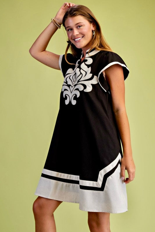 Women's Linen V-Neck Mini Dress