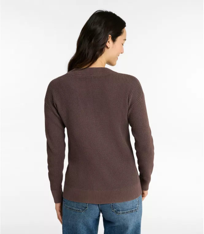 Women's Sunwashed Waffle Sweater, Splitneck