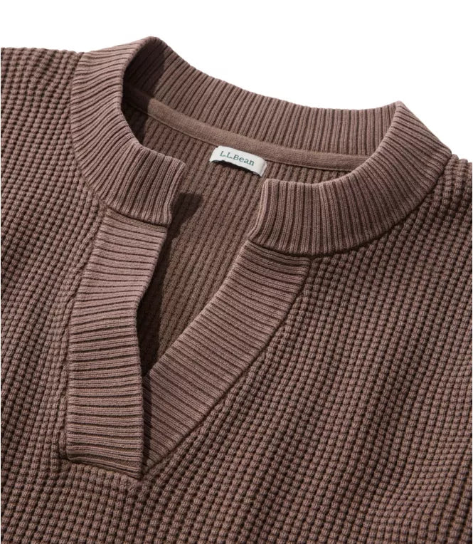Women's Sunwashed Waffle Sweater, Splitneck