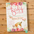 Rustic woodland deer invitation for an enchanted forest baby shower or birthday, personalized with name